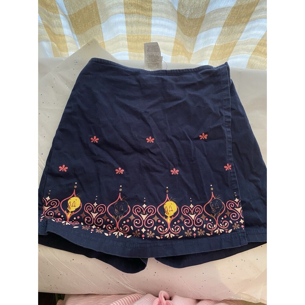 Vintage Warner Bros. Studio Store Tweety Embroidered Blue Denim Skort kidSize 7